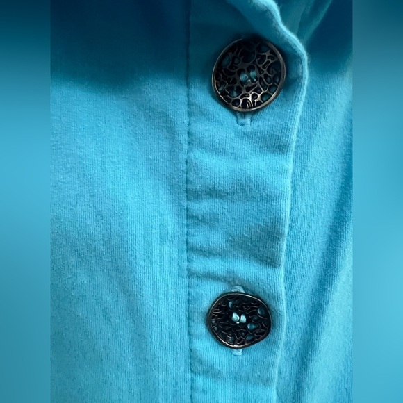 Lulu-B Blue Notched Collar Button Down Shirt sz XL - Picture 6 of 9